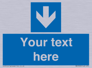 Custom Mandatory directional sign, blue arrow down